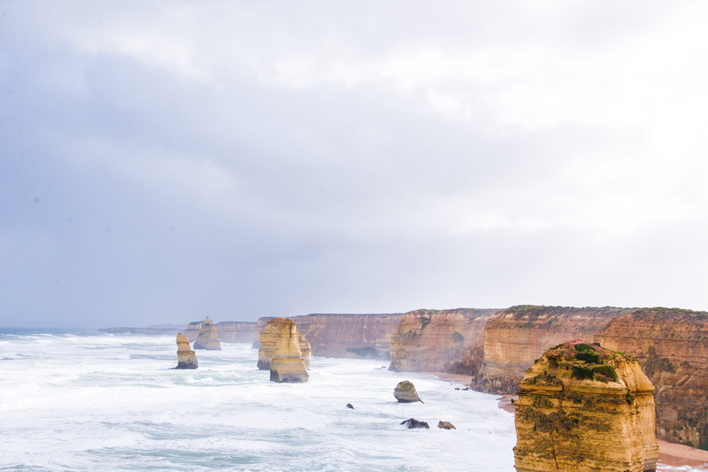 water, australia, horizon over water, rock, twelve apostles, cloud - sky, land, rock - object, beach, no people, 4K, beauty in nature, solid, beaches