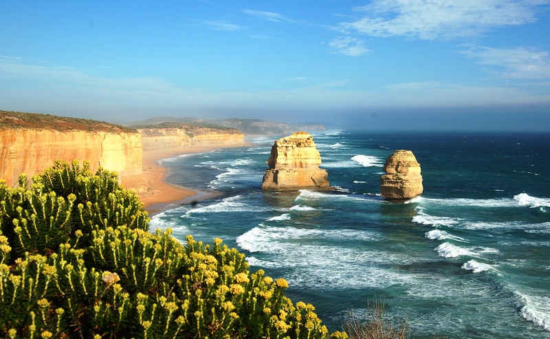 high angle view, atlantic Ocean, horizon over water, great Ocean Road, victoria - Australia, beach, uSA, scenics - nature, beauty in nature, formations