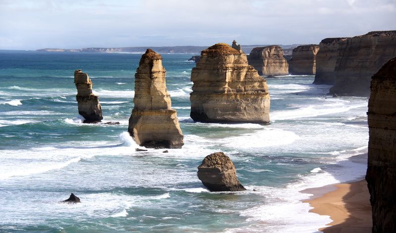 australia, sky, land, wave, landscape, scenics - nature, beauty in nature, eroded, tranquility, road, landmark, stack rock, rock formation, tourism, nature