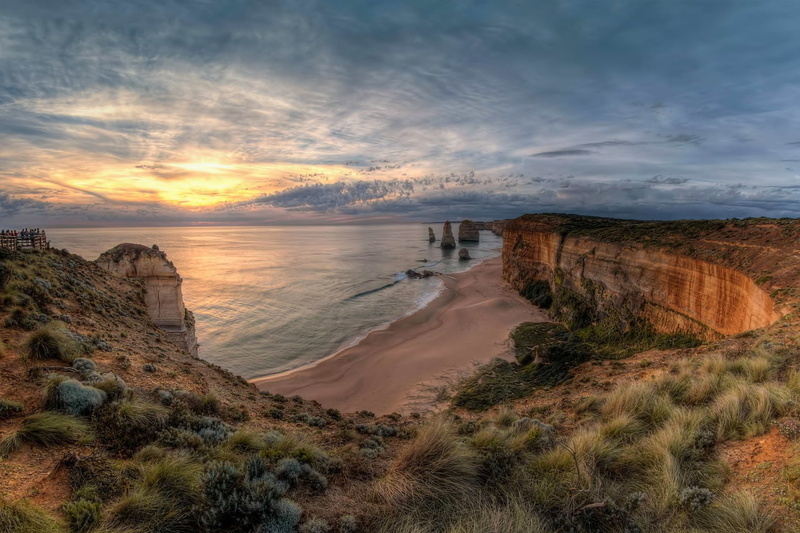 water, scenics - nature, sunset, no people, sea, rock formation, Port Campbell, tranquil scene, sky, seashore, land, rocks, landscape, cloud - sky, outdoors