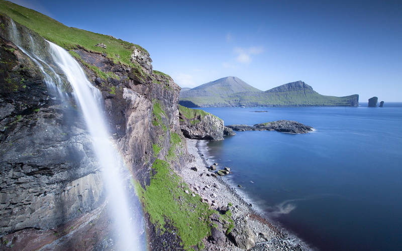 mountain, flowing water, 1080P, scenics - nature, beach, long exposure, outdoors, sky, tranquility, land, flowing, sea, motion, mountains, coast, rock