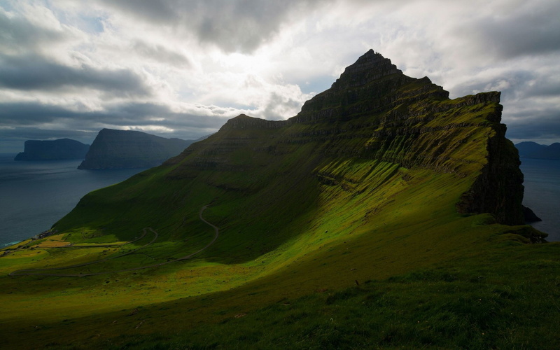 landscape, sea, mountains, island, 2K, Trøllanes, nature, Faroe Islands