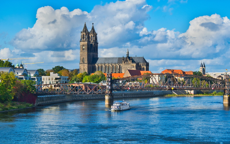 bridge - man made structure, outdoors, dom, view, outlook, city, elbe, germany, travel destinations, history, travel, tall - high, bridge, church, nature
