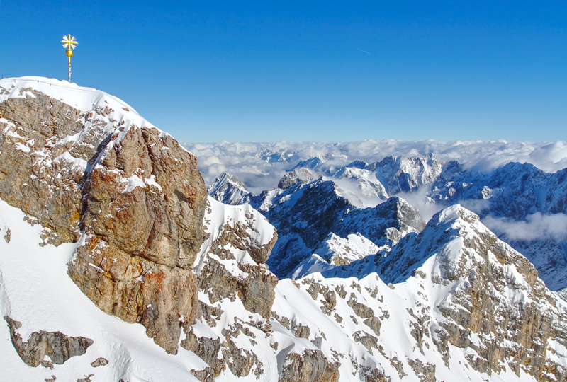 outdoors, environment, winter, weather stone, scenics - nature, 4K, mountain range, blue, mountain peak, nature, zugspitze, mountains, mountain, outlook