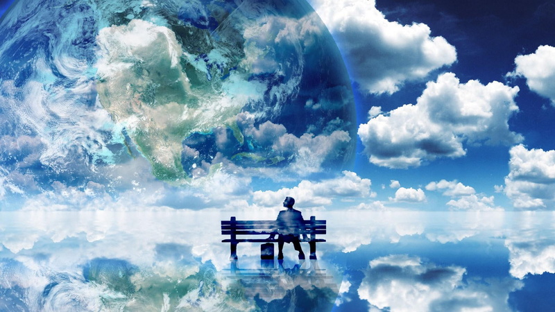 reflection, fantasy, dream, water, 3d and abstract, l, 1080P, land, clouds, world