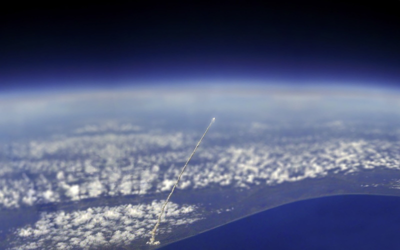1080P, sky, blue, plane, tranquil scene, aerial view, no people, scenics - nature, environment, outdoors, digital, nature, vapor trail, beauty in nature