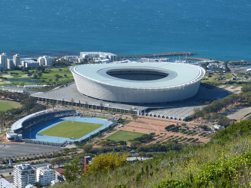stadium, sport, road, Cape Town, transportation, outdoors, building exterior, built structure, daytime, architecture, no people, football, South Africa