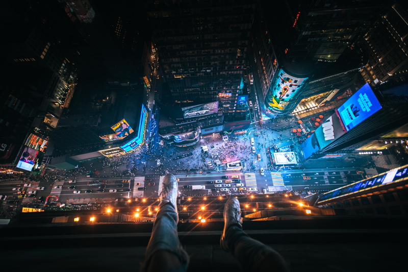 aerial view, 5K, united states, new york, feet, overview, night city