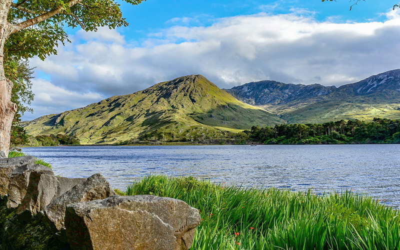 widescreen, mountains, ireland, landscapes, grass, galway, natural, rocks, 1080P, rivers, beauties, green, county, coast, west