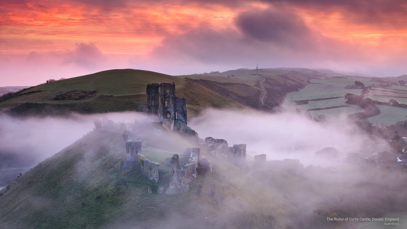 dorset, castle, england, 2K, ruins, Europe, corfe