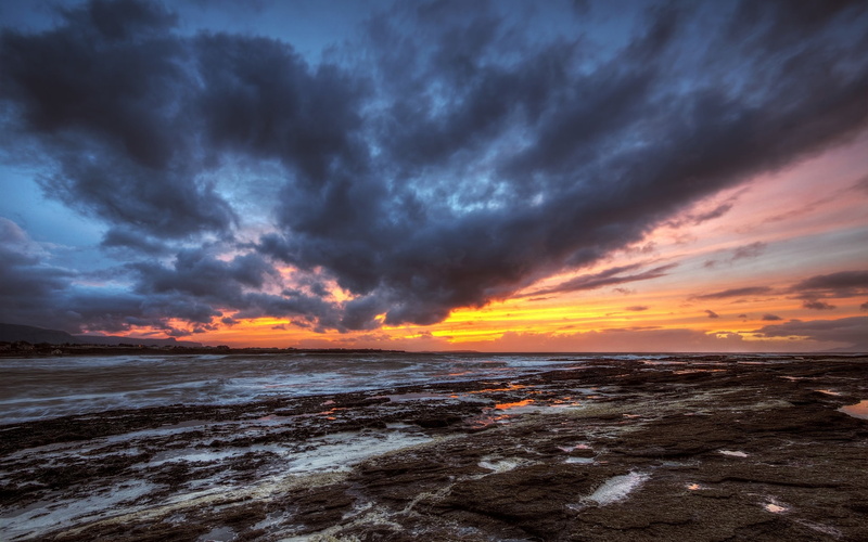 1080P, Sunset, Ireland, County, Evening, Donegal, Clouds, Sea