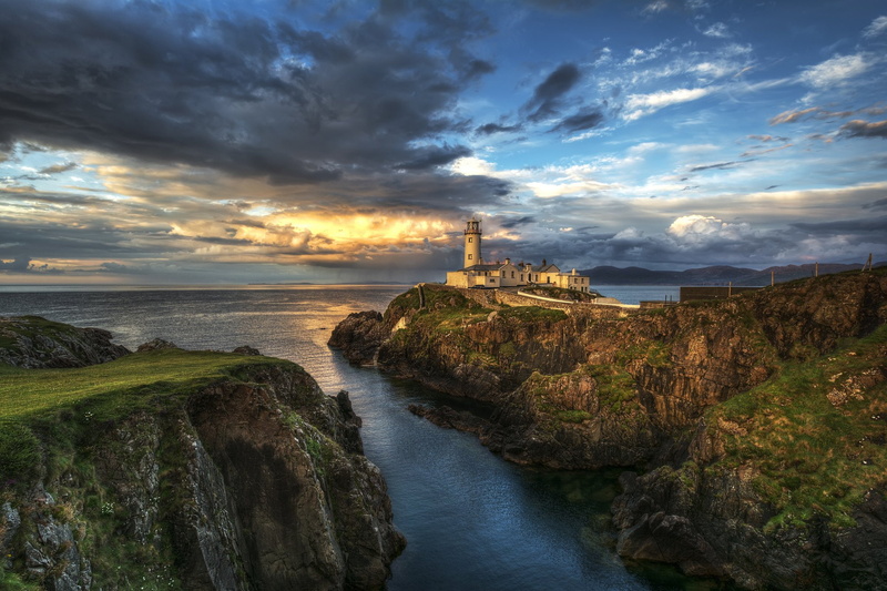 sea, ireland, donegal, rocks, county, 1080P, lighthouse