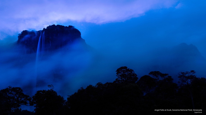 dusk, falls, park, national, Waterfalls, canaima, 2K, angel, venezuela