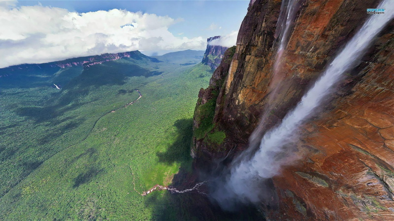 waterfall, angel, mountain, beautiful, daytime, waterfalls, 1080P, view, high, photo, nature and landscapes, falls