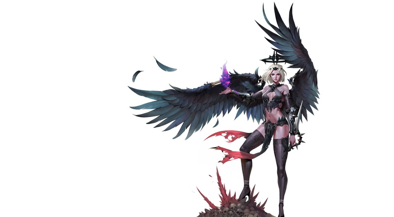Style, Art, Angel fall, 4K, Background, Figure, Character, Minimalism, Girl, ilsu jang, Wings, Fantasy