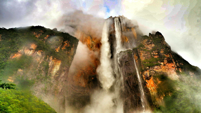 Cliff, Earth, 4K, Rock, Angel Falls, Waterfalls, Waterfall
