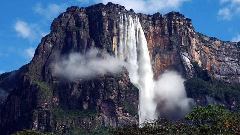 Venezuela, rock, waterfall, nature, landscape, mountain, 1080P, Angel Falls