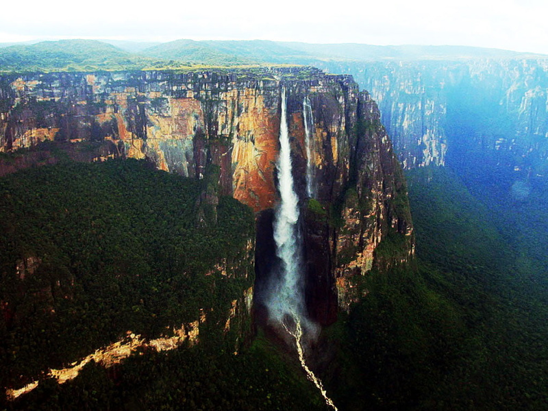 angel Falls, water, river, natural, 480P, cliff, forest, waterfall