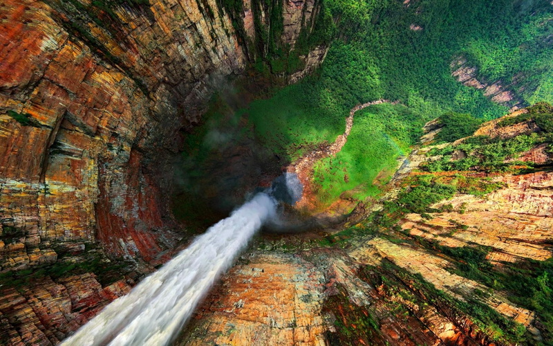 cliffs, nature, angel, angles, x, hd, venezuela, rock, waterfalls, falls, 720P, Trees, art, rainforest