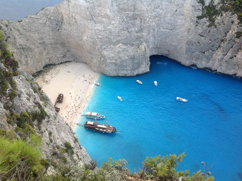 high angle view, transportation, travel, seashore, bay, island, wreck, water, land, navagio beach, sea, nature, rock, scenic, turquoise, no people, ship