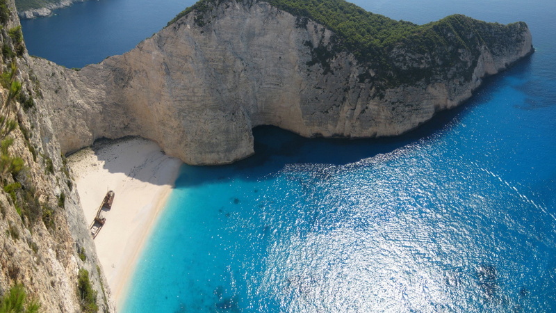 anime, sea, nature, navagio beach, Zakynthos, landscape, 1080P, Greece, cliff, beach, coast