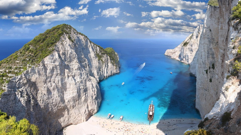cliff, beach, rock, amazing, summer, shore, greece, sea, seashore, sky, holiday, coast, rodos, europe, 1080P