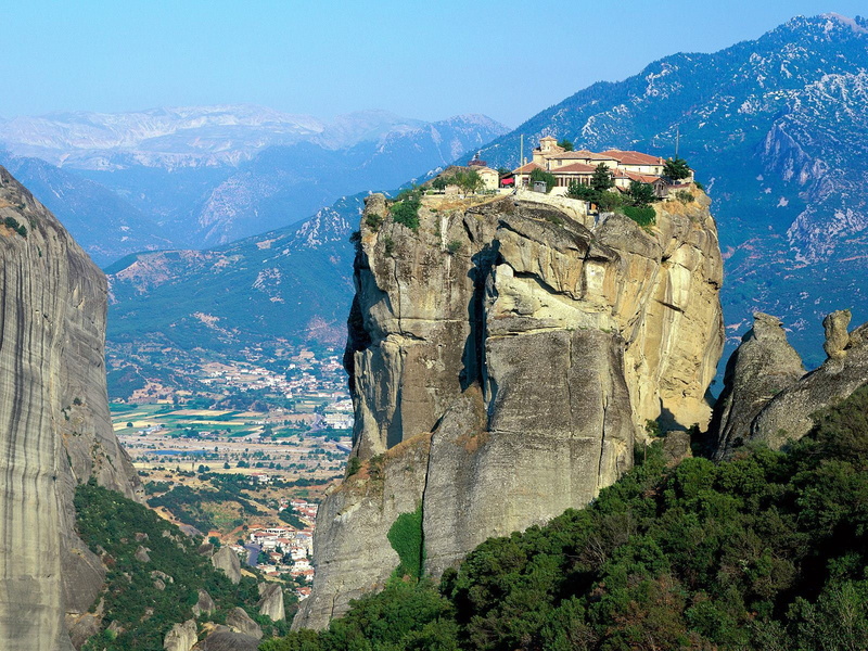 Meteora, sky, monastery, mountain range, no people, nature, building, building exterior, built structure, black, architecture, rock - object, the past