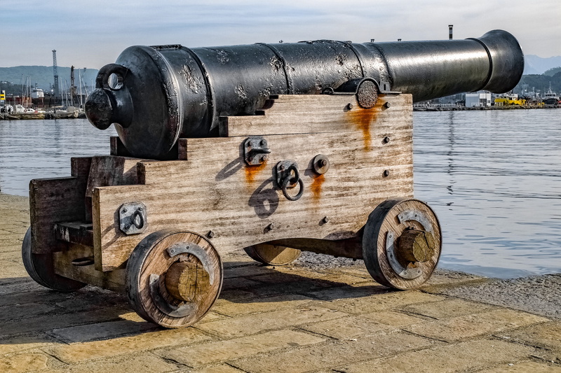 weapon, cannon, old, no people, la spezia, barrel, fort, architecture, conflict, italy, history, the past, security, day, wheel, outdoors, transportation