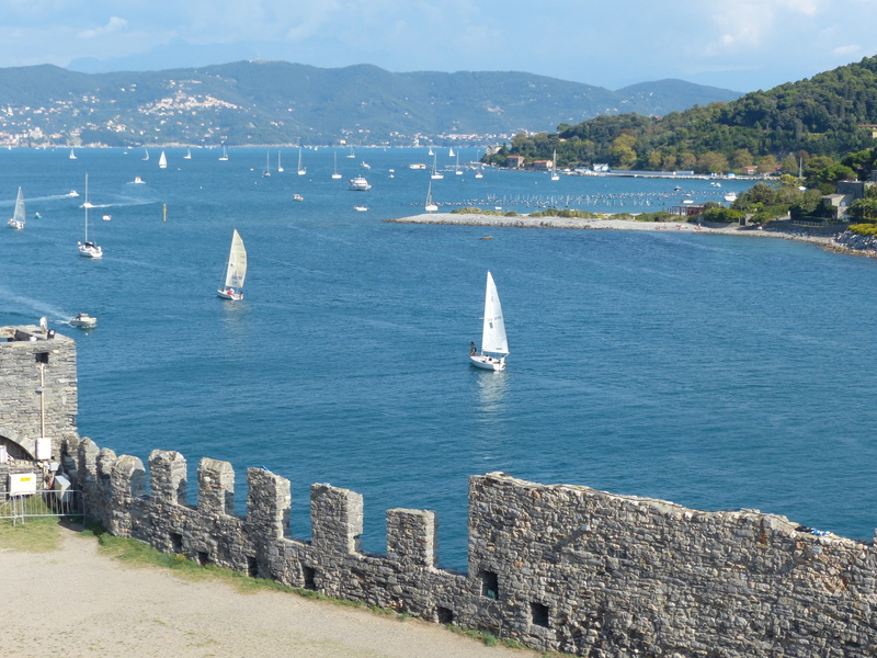 scenics - nature, no people, nature, 4K, mountain range, day, transportation, sky, bay, castello doria, mode of transportation, sea, land, porto venere