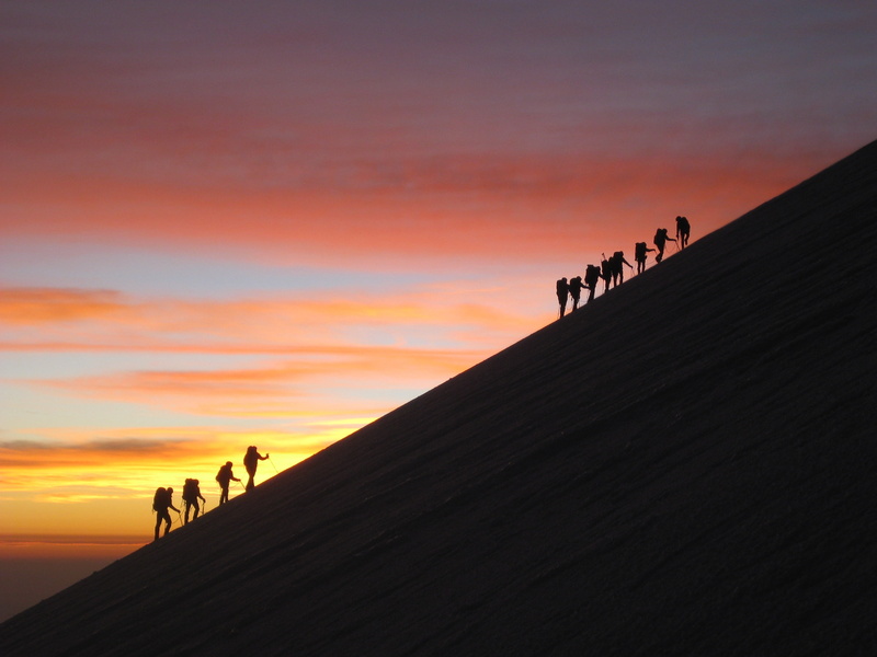 2K, orange Color, land, sunrise, glacier, people, orizaba, beauty in nature, team, tranquility, silhouette, photo, outdoors, mountaineering, real people