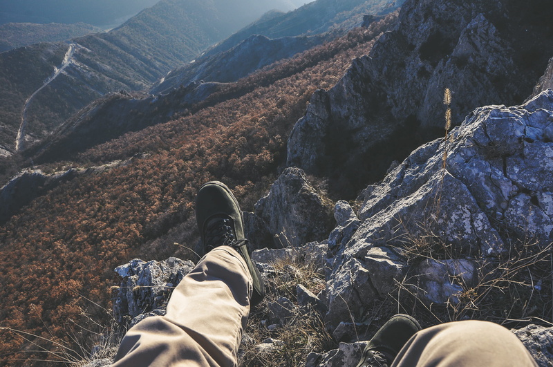 day, human body part, lifestyles, outdoors, view, non-urban scene, sitting, first person view, autumn, top, beauty in nature, mountain, personal perspective
