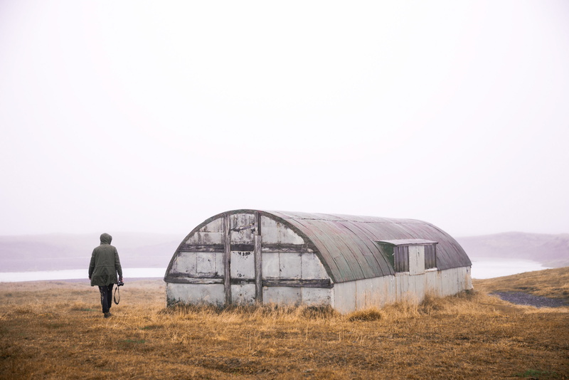 journey, excursion, quonset, trip, foggy, landscape, nature, copy space, rock, land, jacket, mountain, sightseeing, standing, blue sky, scenic, camera