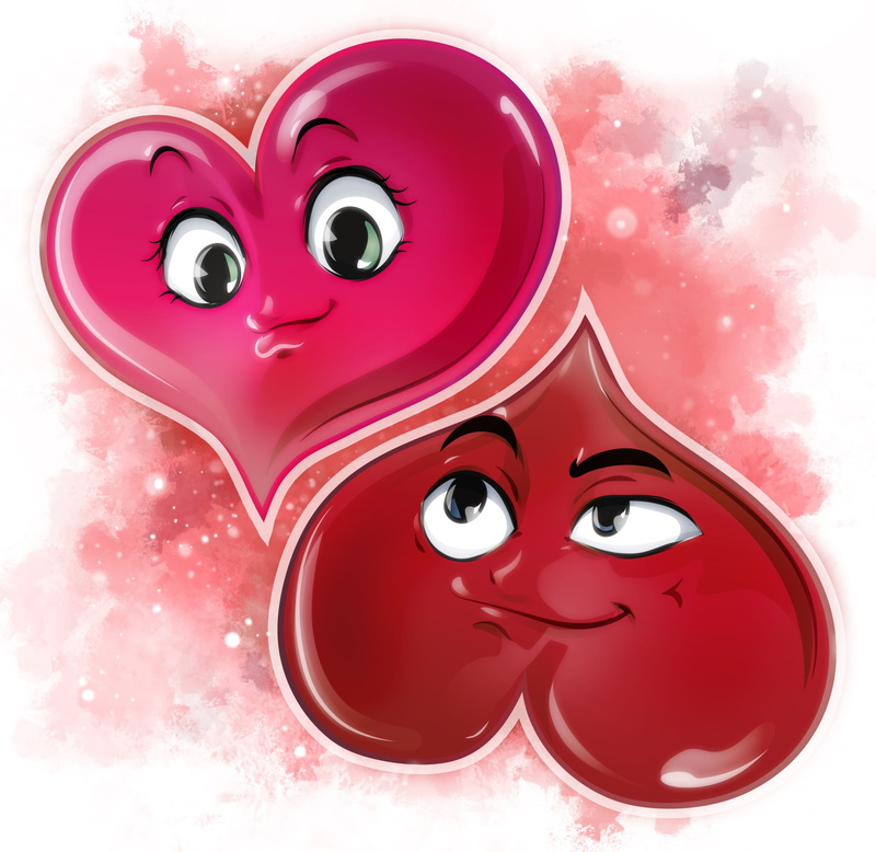 body part, close-up, illustration, drop, pink, indoors, people, creativity, 1080P, two, heart, humor, comic, cartoon, valentines day, fun, purple, pair