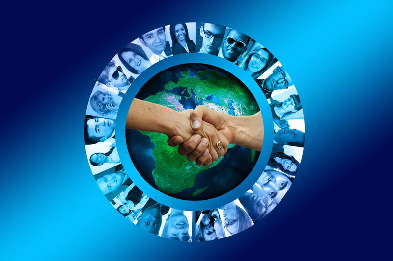 globalization, social, technology, sky, human hand, minute hand, human body part, handshake, trust, detention, architecture, blue background, nature, men