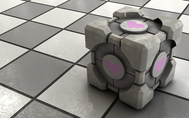 video games, Portal (game), cube, 720P, Companion Cube