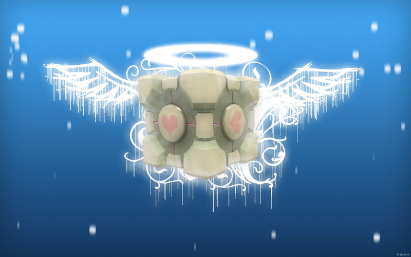 Companion Cube, communication, light - natural phenomenon, electricity, close-up, no people, computer equipment, futuristic, glowing, video games, 720P