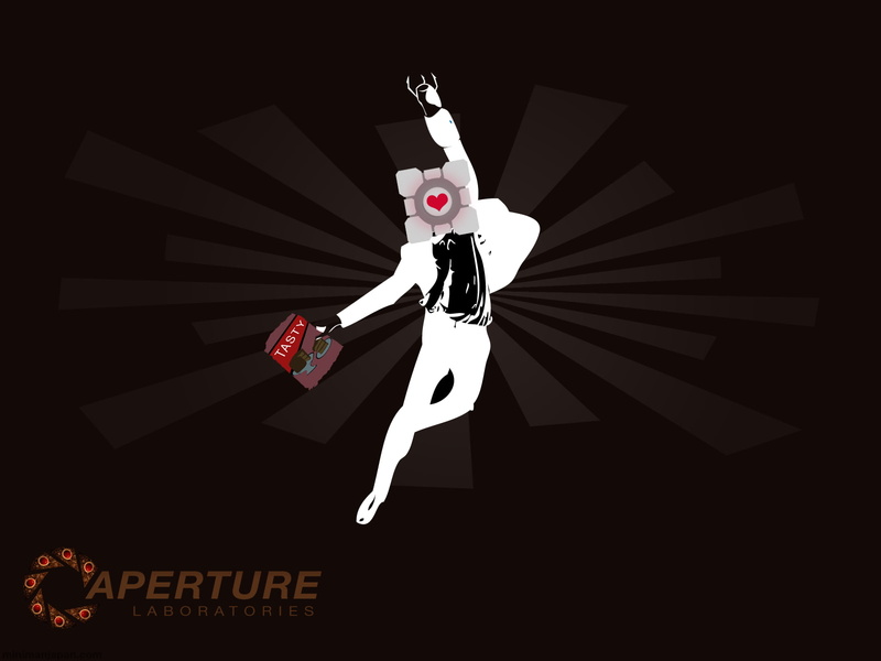 Portal (game), Companion Cube, people, 720P, video games, Aperture Laboratories