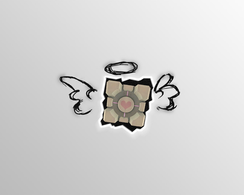 halo, cube, brown, black, gray, 720P, video games, hd, wings, artwork, heart, portal, companion, grey
