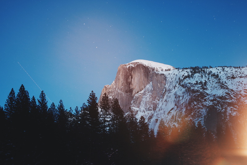 photography, star, winter, mountain, tree, outdoors, cliff, tranquil scene, mountain peak, light, landscape, snow, near, star - space, scenery, united states