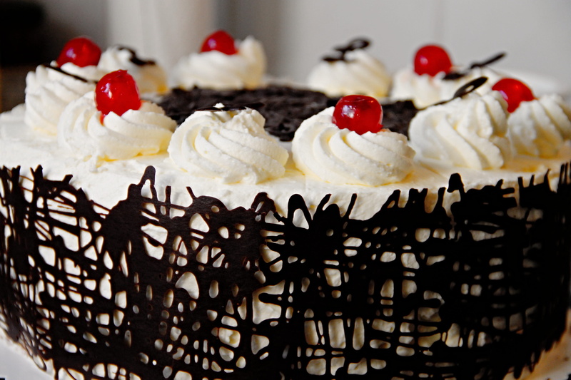 baked goods, baked, cherries, ornament, glaze, chocolate cream, cream pie, indoors, whipped cream, cream cake, sweet, bake, luxury, no people, cupcake
