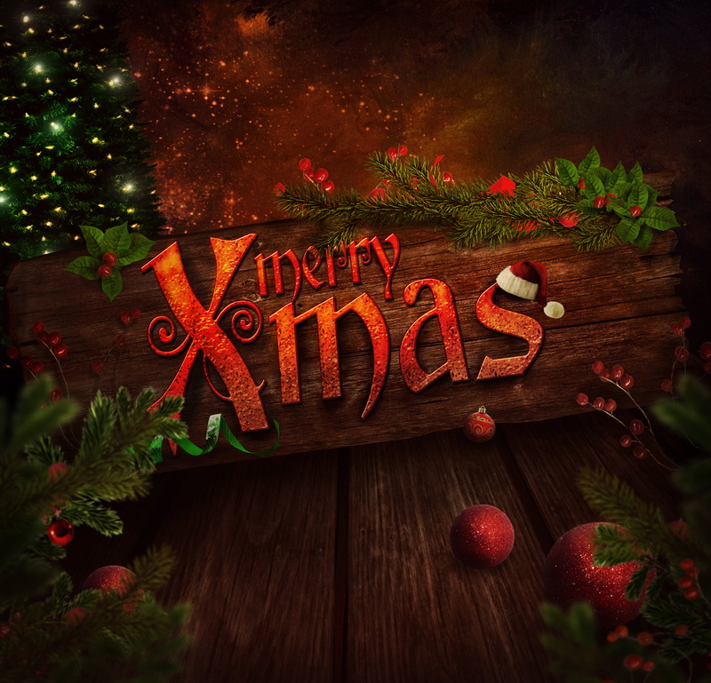 communication, cherry, tree, digital, illuminated, no people, balls of light, nature, decoration, western script, text, christmas decoration, Merry Christmas