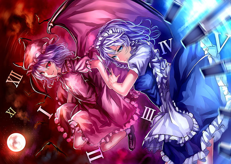 1080P, anime girls, Touhou, Remilia Scarlet, Izayoi Sakuya, anime