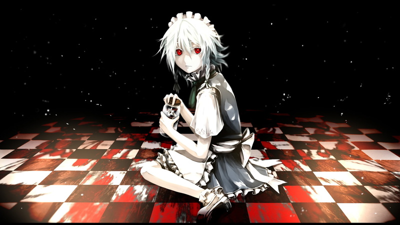 indoors, studio shot, Izayoi Sakuya, human representation, table, no people, art and craft, female likeness, still life, celebration, anime girls, sculpture