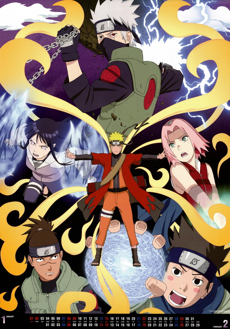 art, naruto, hatake, sakura, 2K, kakashi, calendar, shippuden, Naruto: Shippuden, hinata, hyuuga, mode, rasen, uzumaki, Haruno Sakura, haruno, hd, anime