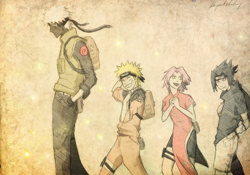 Haruno Sakura, uchiha, sasuke, sakura, haruno, kakashi, team, 2K, hatake, x, art, sketches, anime, hd, naruto, Uchiha Sasuke, uzumaki, shippuden