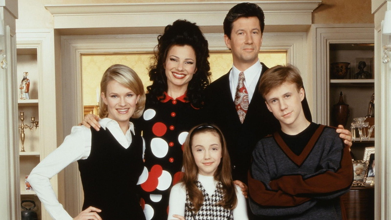 Maxwell Sheffield, Margaret Sheffield, Fran Fine, The Nanny, Charles Shaughnessy, Fran Drescher, Brighton Sheffield, Nicholle Tom, Grace Sheffield, Madeline Zima