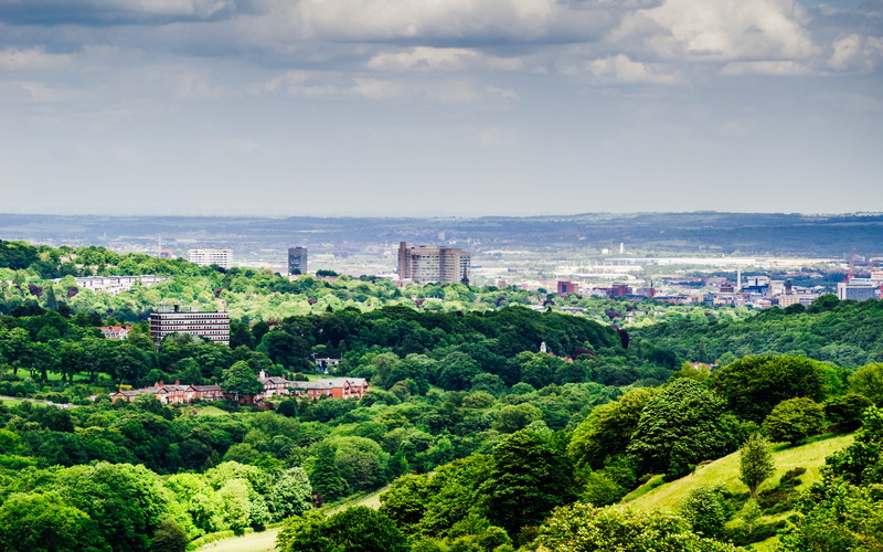 day, scenics - nature, sheffield, britain, urban, high angle view, rural, uk, sea, building exterior, rotherham, yorkshire, trees, growth, tree, landscape