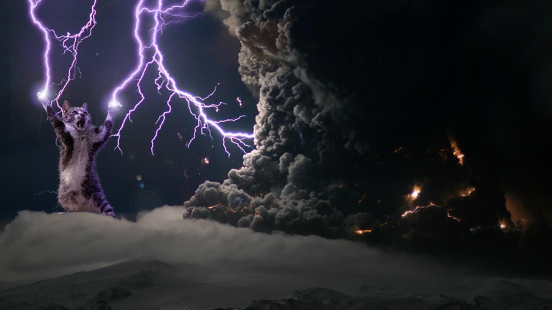 lightning, god, smoke, 1080P, cat
