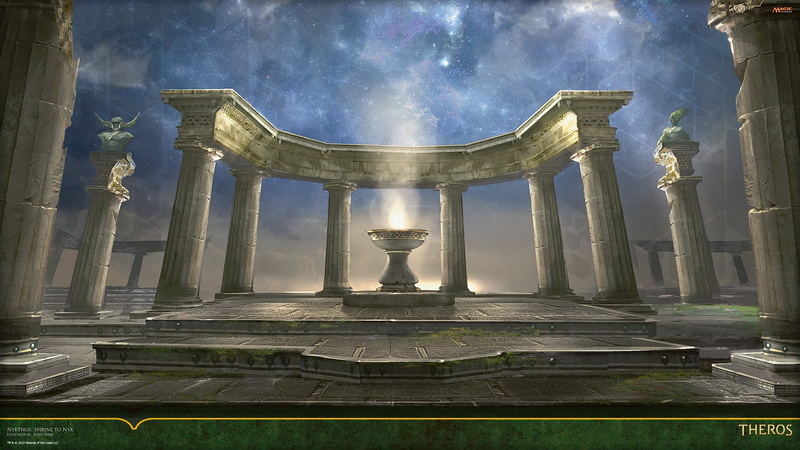 outdoors, archaeology, history, ancient, place of worship, Theros, colonnade, low angle view, belief, sculpture, sky, the past, 1080P, no people, nature