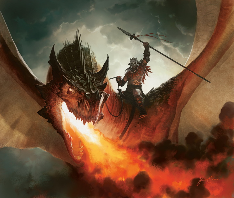 fantasy art, fire, creature, 2K, Fantasy Men, warrior, dragon, Gamer, Magic: The Gathering